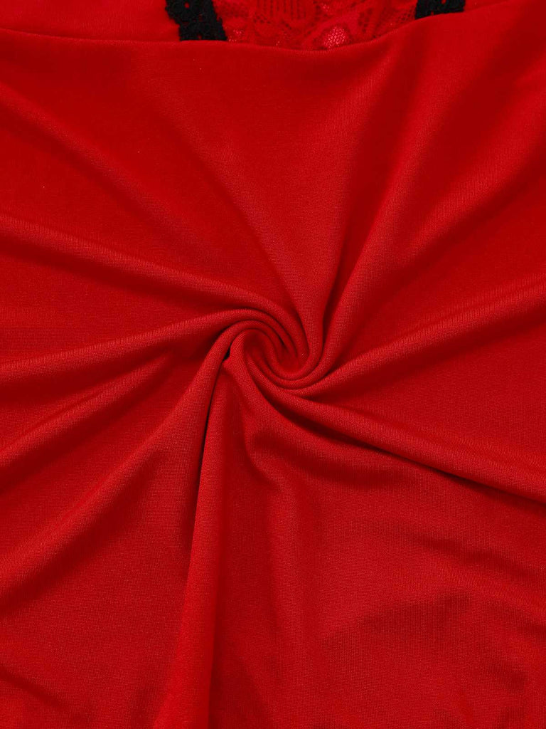 Camicia da notte con pizzo e spalline sottili rosso anni '40