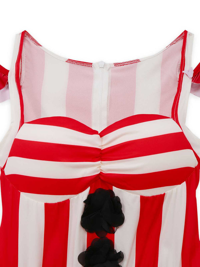 Abito a righe da clown malvagio Halloween anni '60