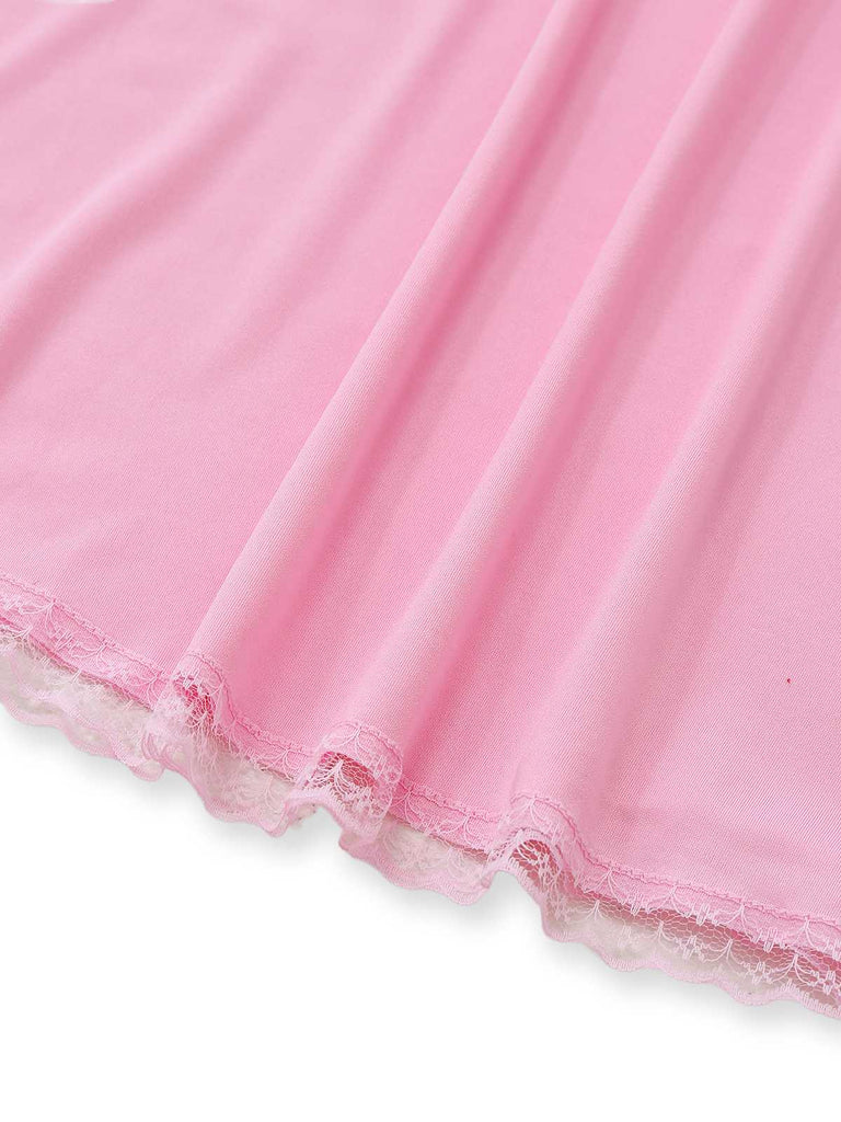 Camicia da notte con fiocco in pizzo e spalline sottili anni '40