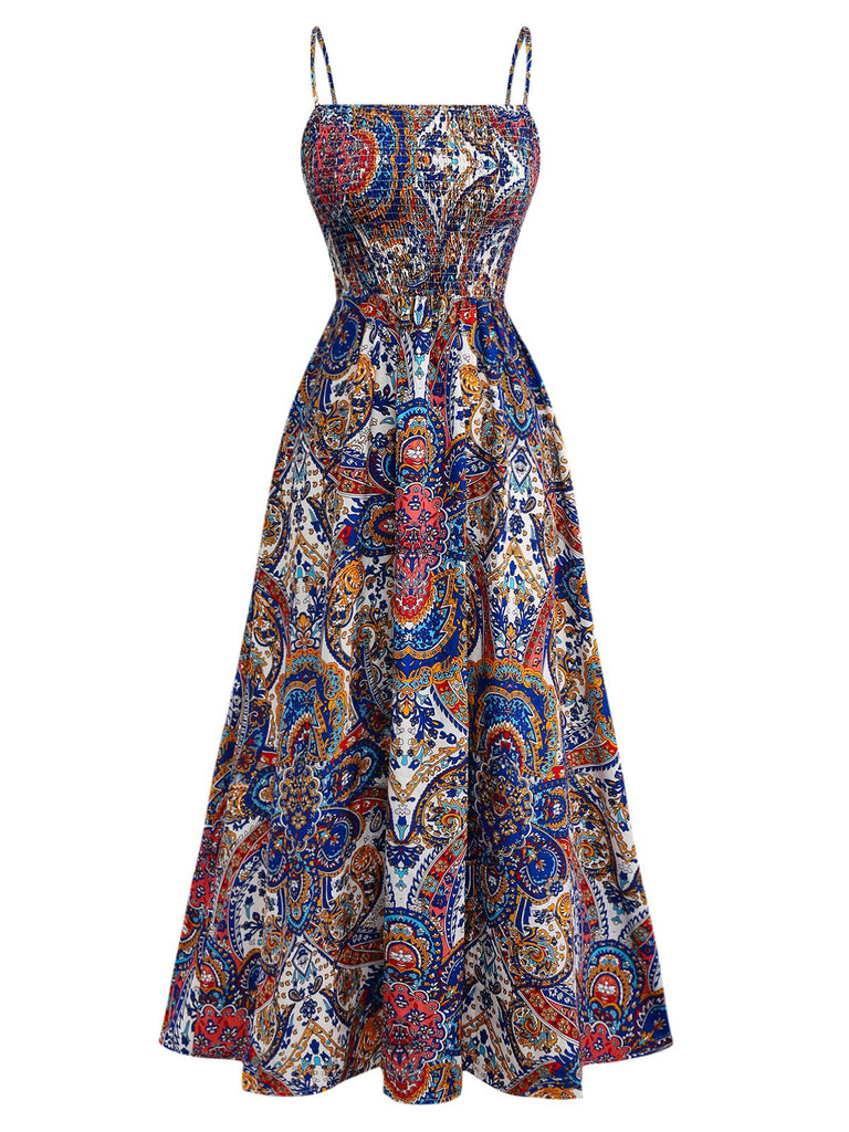 Abito lungo in stile boho con spalline sottili anni '70