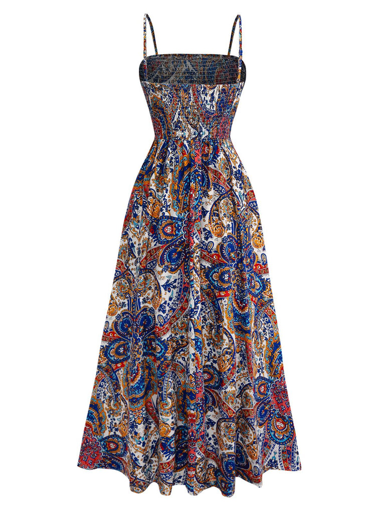 Abito lungo in stile boho con spalline sottili anni '70