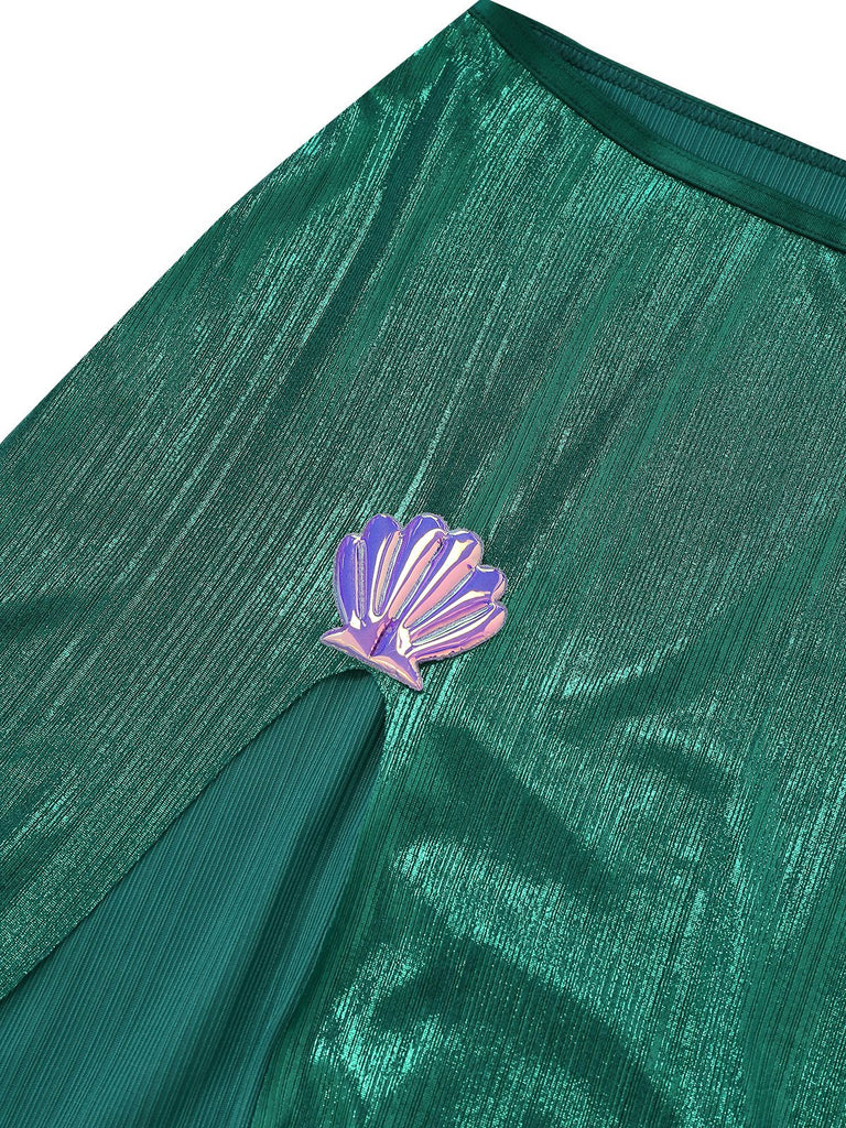 3PCS Pigiama viola anni '70 in raso di perle di mare con sirena