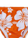 Set tankini arancione anni '70 con floreale tropicale e scollo all'americana