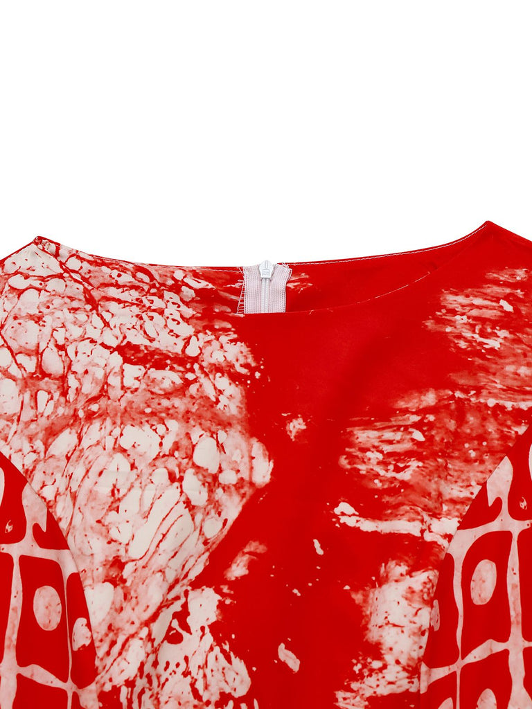 Abito con stampa sangue horror Halloween rosso anni '50