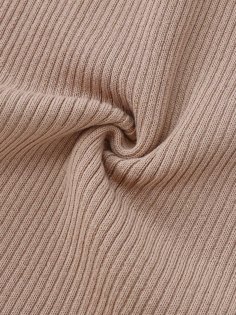 Abito in maglia in pizzo e spalle scoperte cachi anni '60