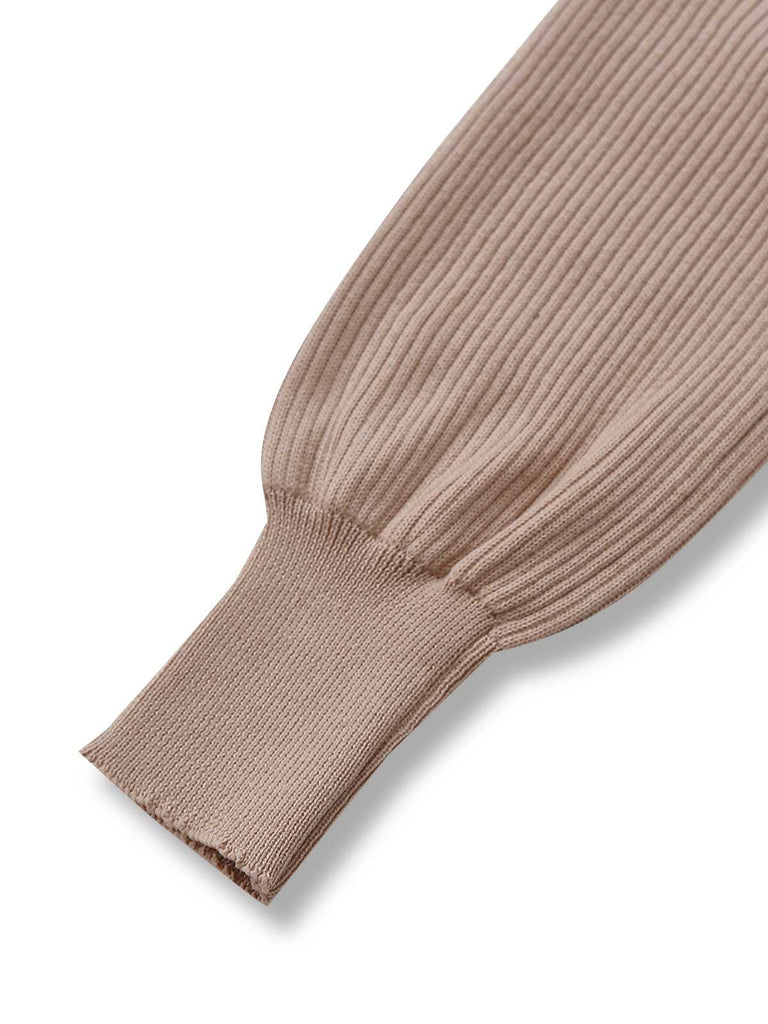 Abito in maglia in pizzo e spalle scoperte cachi anni '60