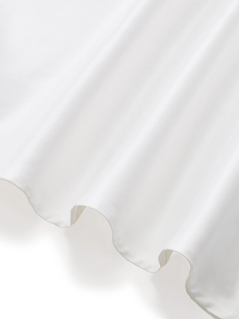 Abito senza maniche con scollo a V e bottoni bianco anni '50