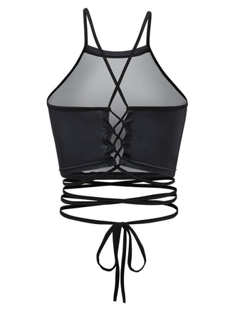 Top corto punk con lacci e schiena scoperta anni '50