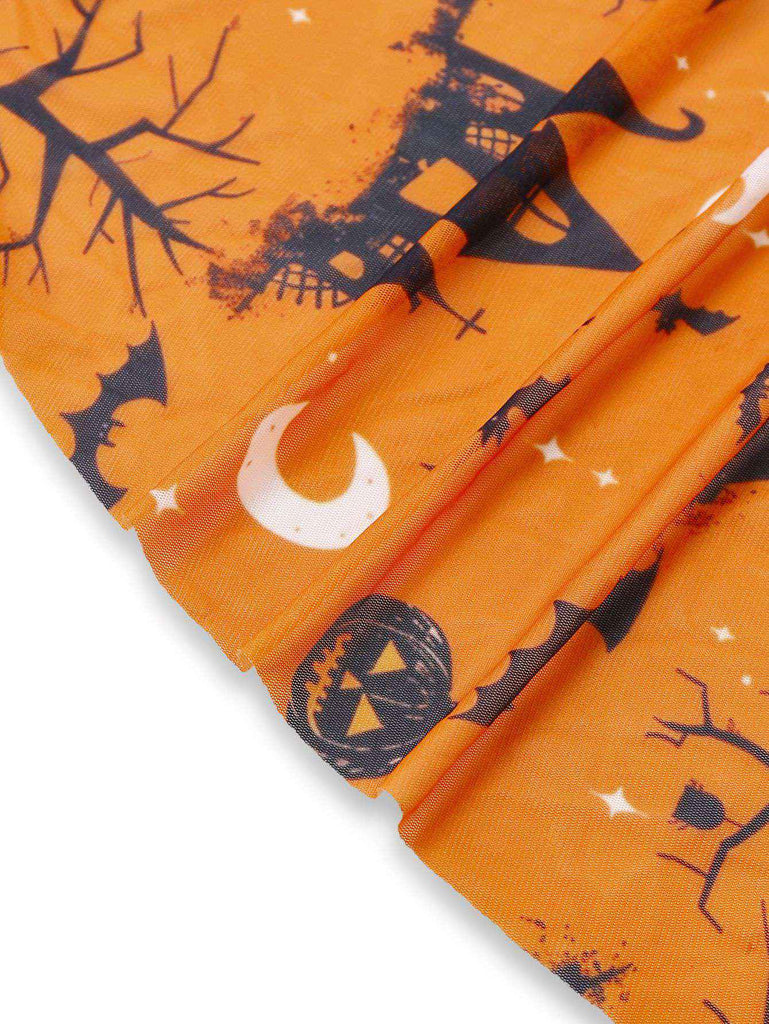 Camicia da notte con zucca in pizzo arancione anni '70