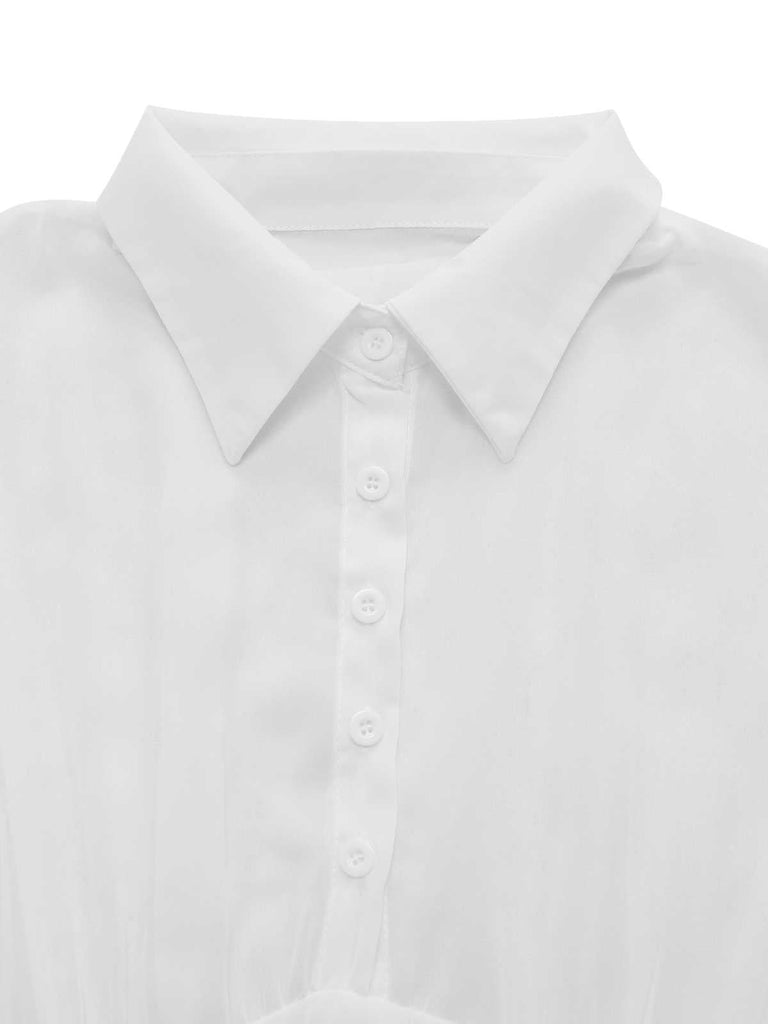 Abito camicia trasparente tinta unita anni '70