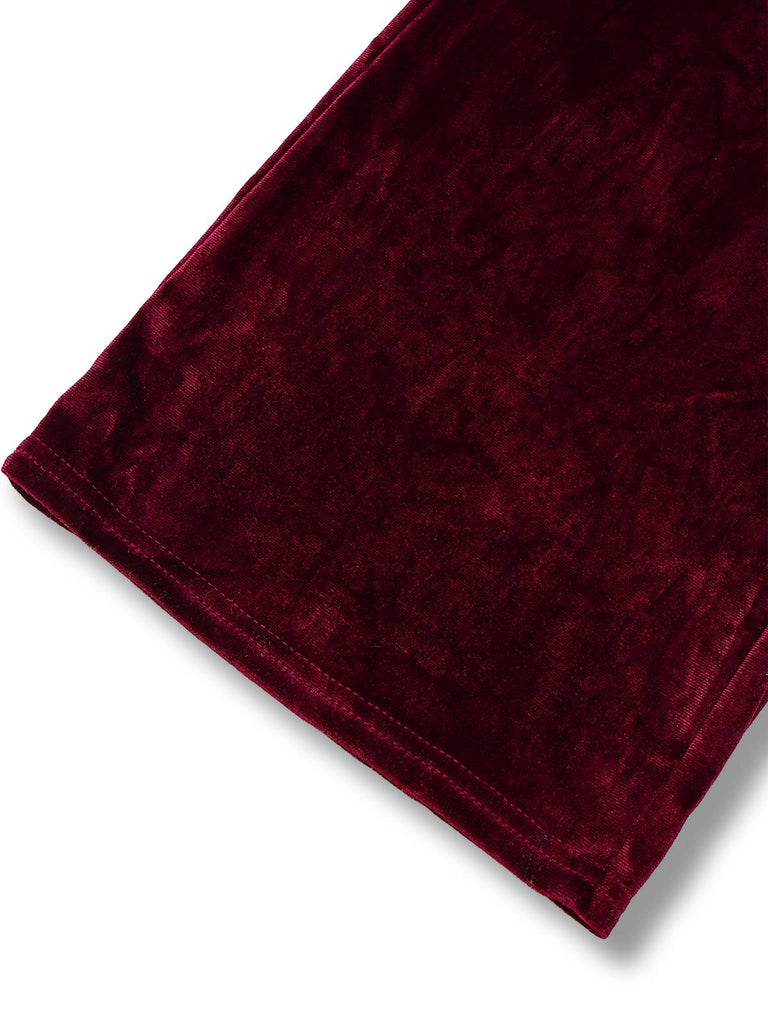 Tuta lunga in velluto con scollo a V profondo e maniche lunghe anni '70