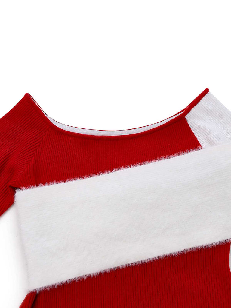 Abito aderente color block con spalle scoperte anni '60