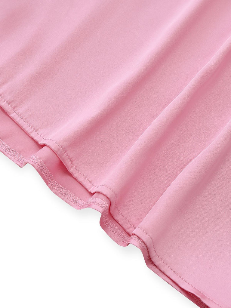 Abito midi in raso con scollo a V e arricciatura rosa anni '30