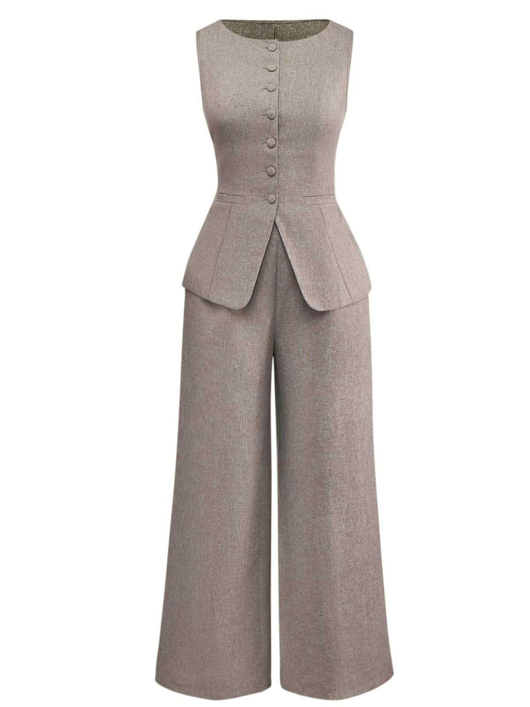 2PCS Top senza maniche e pantaloni a gamba larga anni '40