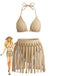 Khaki 1940s Fringe Two Piece Bikini Set 3
