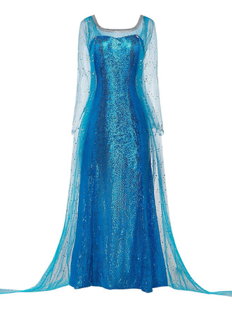 Mantello e abito Elsa con paillettes blu anni '70
