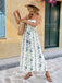 Tuta Bustier Floreale Gamba Larga Bohémien Blu Anni '70 2