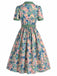 [Prevendita] Abito con Colletto a Tacca Floreale Azzurro Anni '50