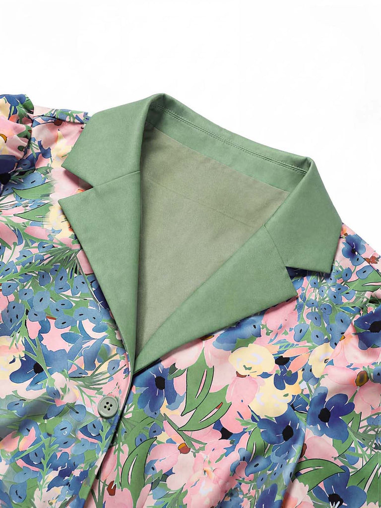 [Prevendita] Abito con Colletto a Tacca Floreale Azzurro Anni '50