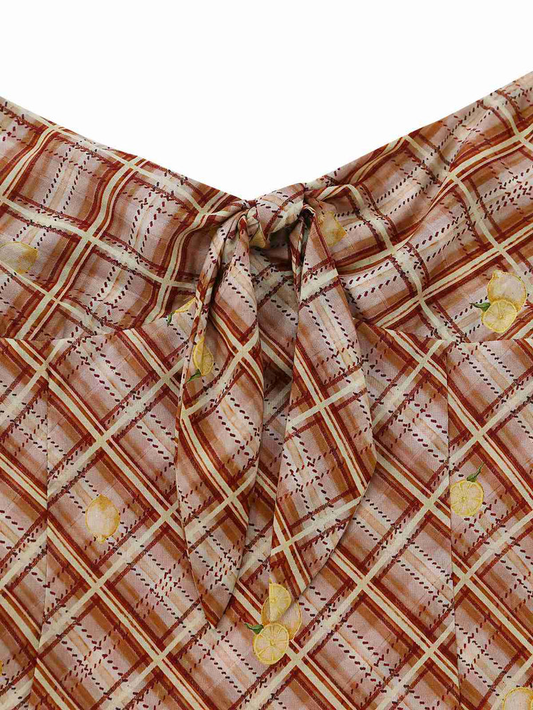 [Pre-Vendita] Abito Light Brown con Volant a Quadri Lemon Pencil Anni '60 6