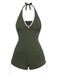 [Prevendita] Set Tankini Verde Militare  Anni '50 con Coulisse e Arricciatura