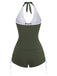 [Prevendita] Set Tankini Verde Militare  Anni '50 con Coulisse e Arricciatura
