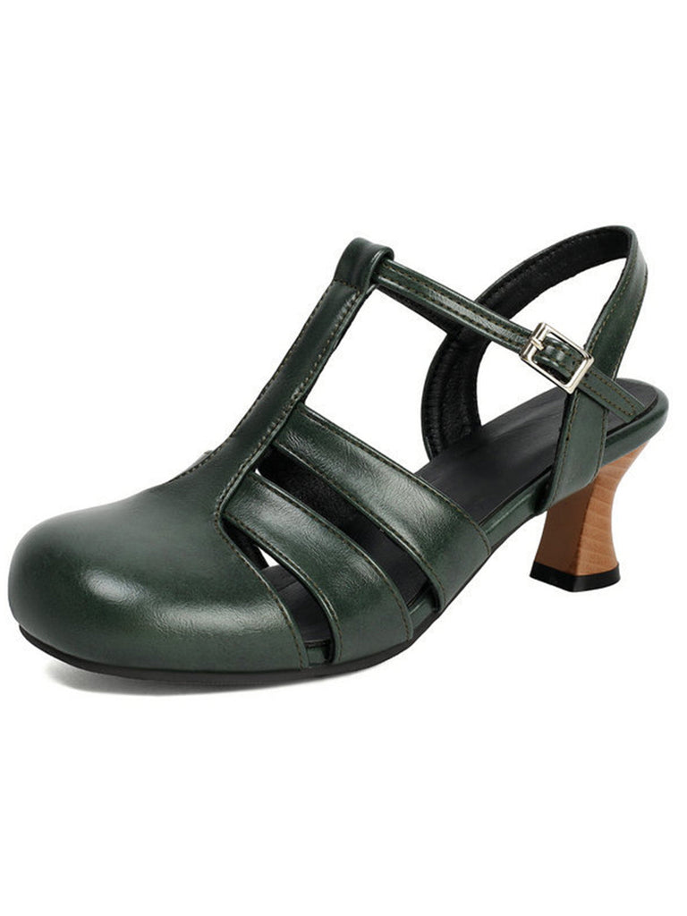 Mary Jane Cutout Ankle T-Strap Chunky Heels, vintage shoes, retro heels - perfect for women who love vintage and retro fashion