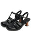 Scarpe con Tacco Grosso Mary Jane Ritagliate alla Caviglia con Tracolla a T
