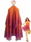 Mini abito arancione sfumatura anni '60 in chiffon con scollo all'americana