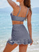 Set Tankini 3PCS con Volant Hem a Quadri Drawstring Anni '50 4