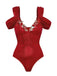 Costumi intero floreale 3D con spalle scoperte rosso anni '50