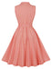 Abito plaid con revers e cintura rosa anni '50