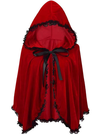 Mantella di velluto con pizzo di Halloween degli rosso anni '50