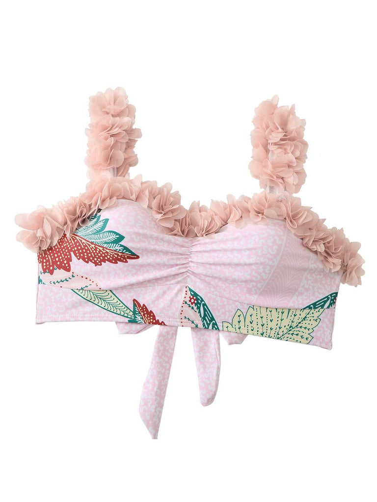 Costumi floreale 3D con spalline sottili rosa anni '50
