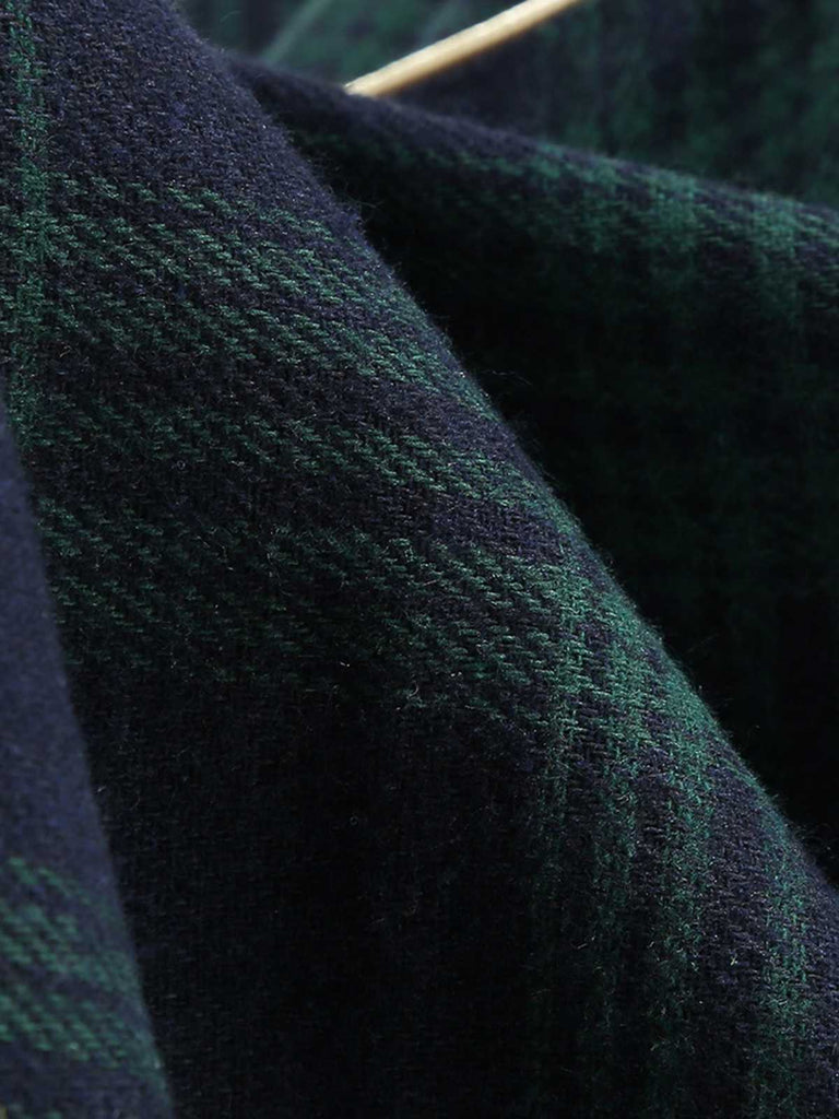 Abito a ruota a quadri con risvolto verde anni '50