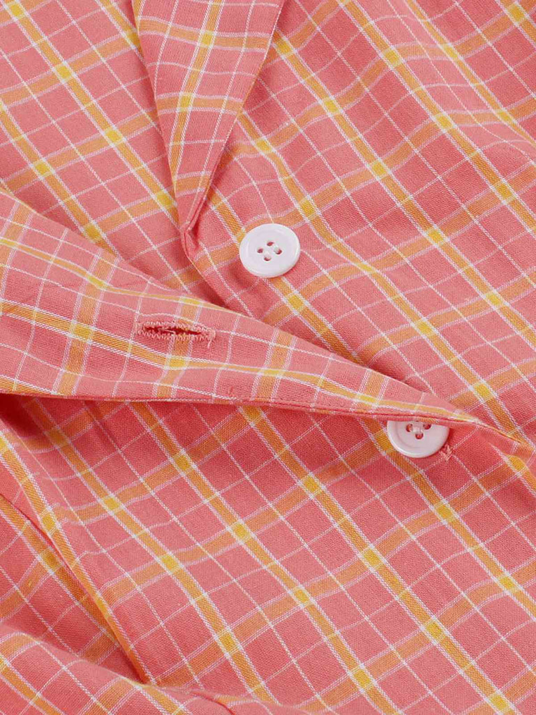 Abito plaid con revers e cintura rosa anni '50