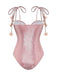 Costumi intero con farfalle 3D scintillanti rosa anni '50
