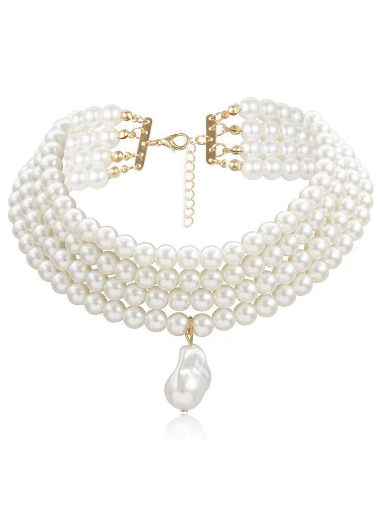 Collana di perle multistrato con ciondolo dalla forma speciale
