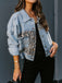 Giacca leopardata in denim patchwork blu anni '80