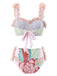 Costumi floreale 3D con spalline sottili rosa anni '50