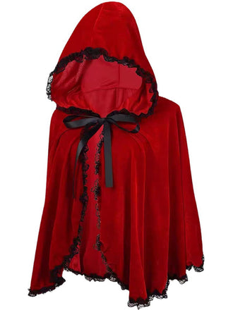 Mantella di velluto con pizzo di Halloween degli rosso anni '50