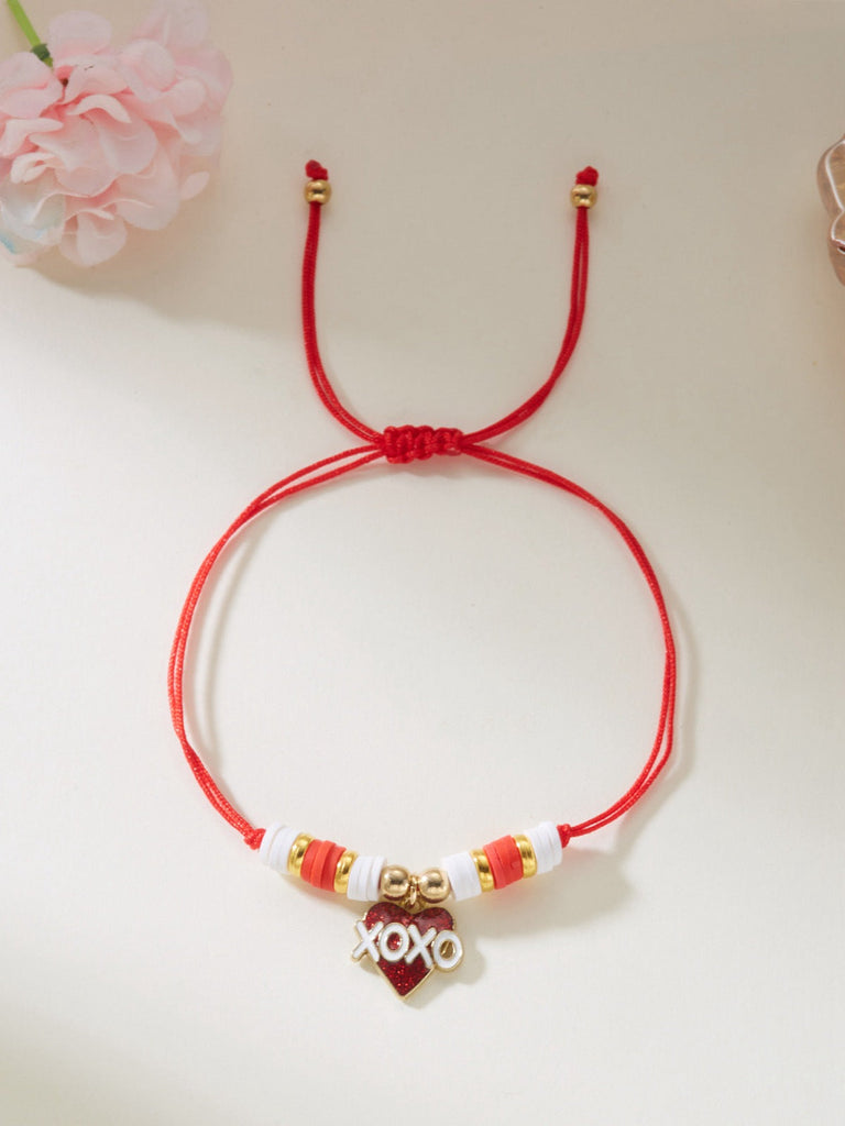 Bracciale regolabile intrecciato a forma di cuore per San Valentino