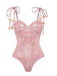 Costumi intero con farfalle 3D scintillanti rosa anni '50