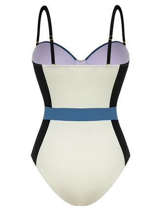Costumi intero con spalline sottili colorblock anni '40