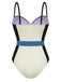 Costumi intero con spalline sottili colorblock anni '40