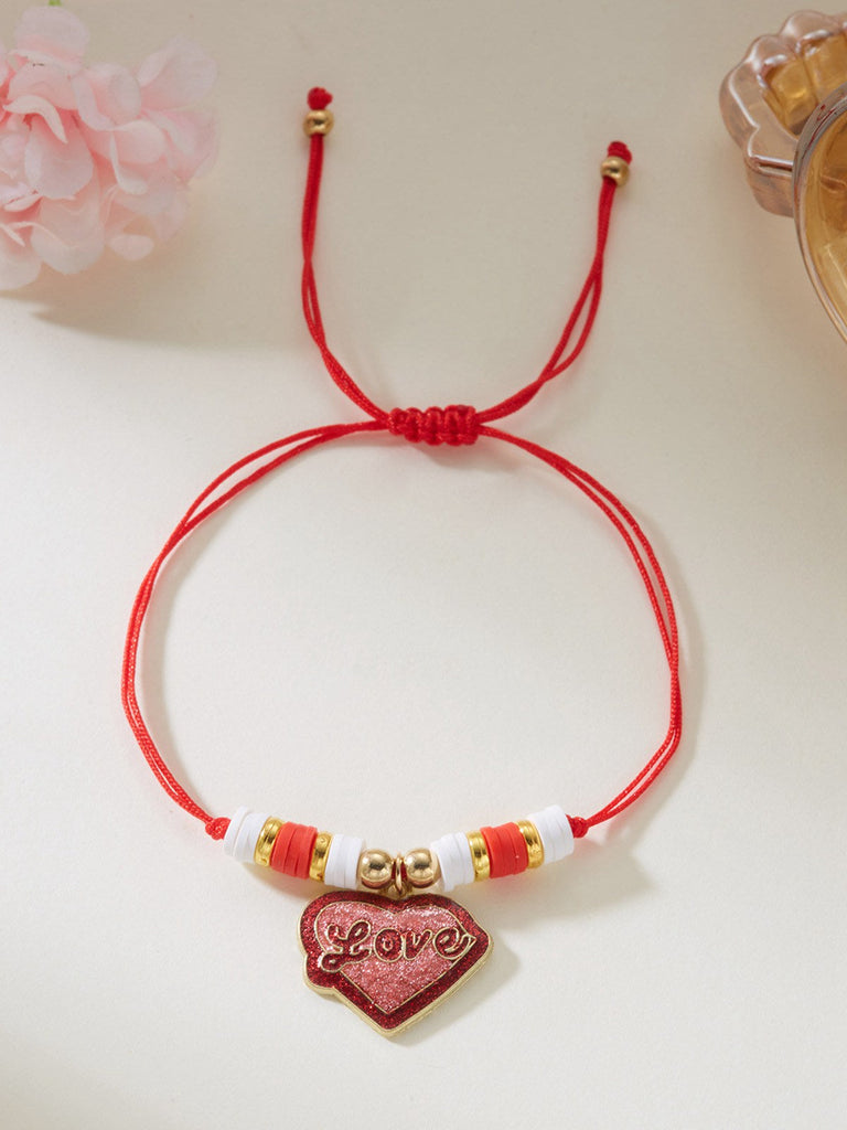 Bracciale regolabile intrecciato a forma di cuore per San Valentino