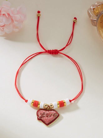 Bracciale regolabile intrecciato a forma di cuore per San Valentino