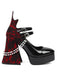 Scarpe con tacco alto gotico con pizzo nero e perle retrò