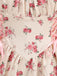 Abito a ruota con lacci e fioreale rosa anni '50