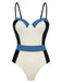 Costumi intero con spalline sottili colorblock anni '40
